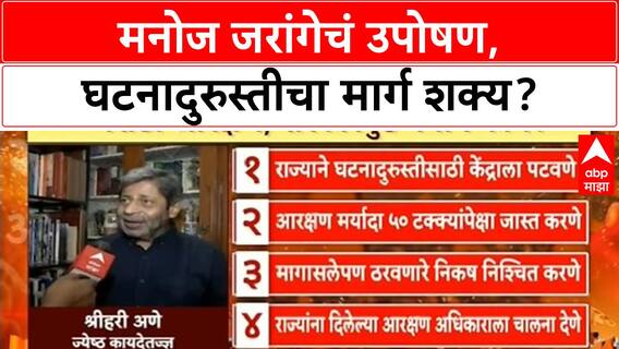 Maratha Reservation | मनोज Jarange उपोषण, घटनादुरुस्तीचा मार्ग शक्य?