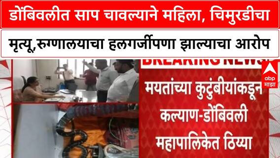Dombivli Snakebite Tragedy | Dombivli मध्ये साप चावल्याने महिला, चिमुरडीचा मृत्यू, Hospital वर आरोप