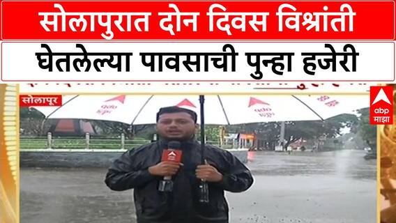 Heavy Rain Alert | सोलापुरात दोन दिवस विश्रांती घेतलेल्या पावसाची पुन्हा हजेरी