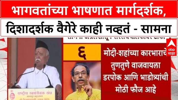 Saamana Editorial On Mohan Bhagwatभागवतांच्या भाषणात मार्गदर्शक,दिशादर्शक वैगेरे काही नव्हतं - सामना