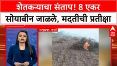 Wardh Soyabean : अतिवृ्ष्टीमुळे शेती सडली, आठ एकरवरील सोयाबीन शेतकऱ्याने जाळलं