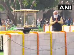 IN PICS | PM Modi, President Kovind, VP Naidu Pay Tribute To Mahatma Gandhi At Raj Ghat On Bapu's Death Anniversary