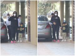 Mom-To-Be Kareena Kapoor Khan With Taimur Ali Khan Snapped At Karishma Kapoor House