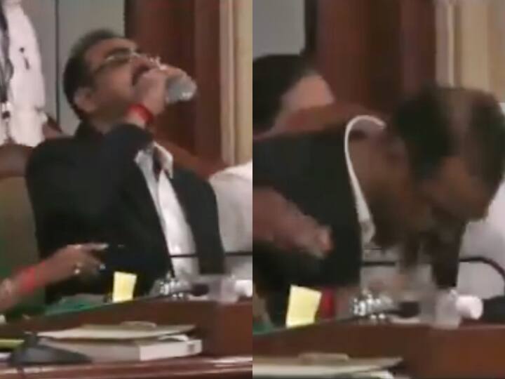 WATCH | BMC Jt Commissioner Takes Mouthful Of Sanitiser Instead Of Water Accidently; Video Goes Viral WATCH | BMC Official Takes Mouthful Of Sanitiser Instead Of Water Accidently; Video Goes Viral