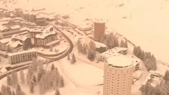 Sahara sand turns snow orange in Italy