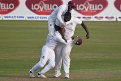 West Indian Players Climb The 300 Pound Cornwall, Rejoice After Win Against Bangladesh, See Pictures
