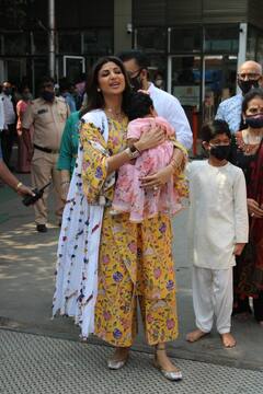 PICS | Shilpa Shetty Kundra Spotted With Daughter Samisha And Family Members At Siddhivinayak Temple