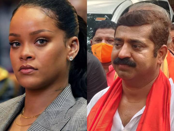 Ram Kadam Shares Topless Rihanna's Photo Wearing Ganesh Idol Neck Piece BJP MLA Ram Kadam Targets Congress After Rihanna Shares Topless Photo With Lord Ganesha Pendant