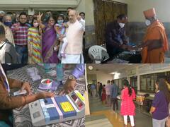 IN PICS | Gujarat Civic Polls: People Queue Up Early; Amit Shah Casts His Vote In Ahmedabad