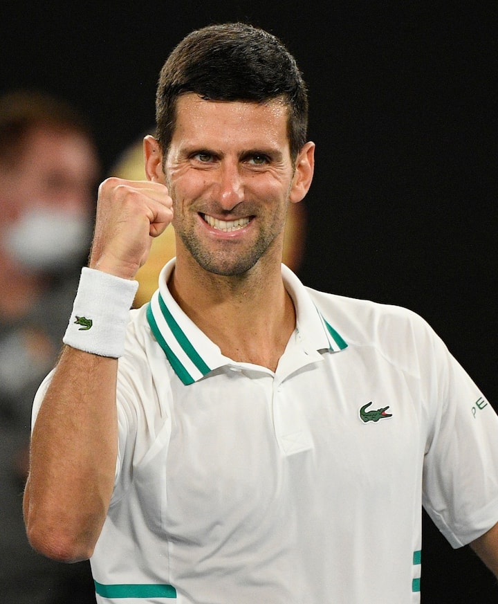 Novak Djokovic won his 18th grand-slam title after he defeated Daniil Medvedev in a straight forward Australian Open final. He won the match in straight sets  7-5, 6-2, 6-2. (Image Credits- AP/PTI)