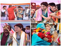 IN PICS | Priyanka Gandhi Visits Kisan Mahapanchayat In Mathura, Pays Obeisance At Sri Bankey Bihari Temple