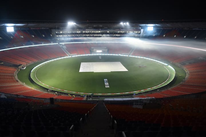 The Narendra Modi Stadium, a night before hosting it's first International Test match since the renewal of the stadium. (Photo: AFP)