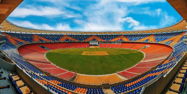 The newly constructed Narendra Modi Stadium has a feel of being a concert stadium. A party place, by all means.  (Photo: PTI)