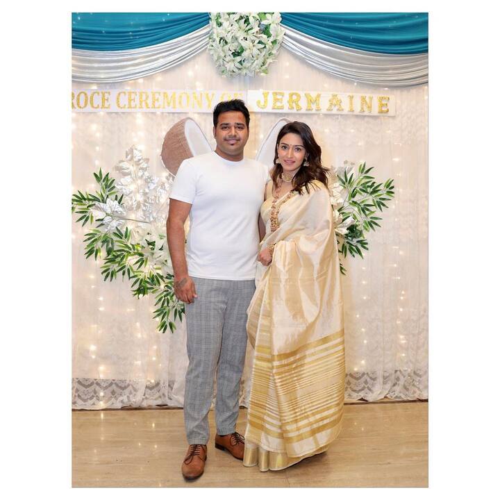Popular television actress Erica Fernandes took to social media to share pictures from her brother Jermaine's Roce ceremony. She opted for a traditional look for the pre-wedding ceremony.