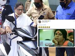 Mamata Banerjee's Electric Scooter Ride Takes An Unintended Turn, Here's How Netizens Reacted