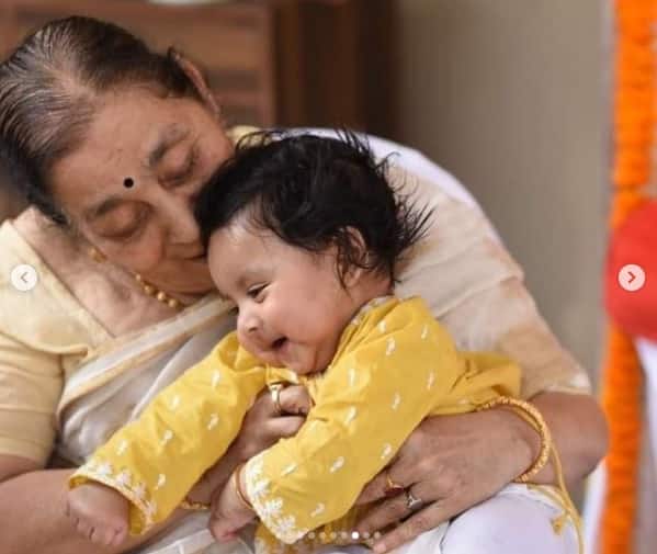 রাজ চক্রবর্তীর মায়ের কোলে ছোট্ট ইউভান।