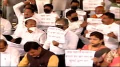 Maharashtra: BJP workers protest outside assembly