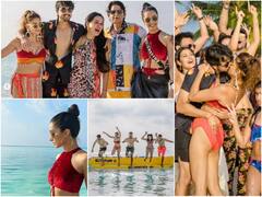 IN PICS: Shraddha Kapoor Raises OOMPH In Red Velvet Bralette At Beach Party In Maldives Celebrating Cousin Priyank Sharma's Wedding Festivities!