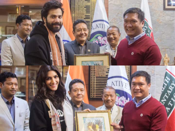 Bhediya Actors Varun Dhawan, Kriti Sanon Meet Arunachal CM Bhediya Actors Varun Dhawan, Kriti Sanon Meet Arunachal CM