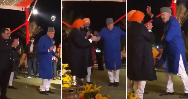 83-year-old Farooq Abdullah danced at Capt Amarinder's granddaughter's wedding, watch video 83 ਸਾਲਾ ਫਾਰੂਕ ਅਬਦੁੱਲਾ ਨੇ ਕੈਪਟਨ ਅਮਰਿੰਦਰ ਦੀ ਪੋਤੀ ਦੇ ਵਿਆਹ 'ਚ ਇੰਝ ਲਾਏ ਠੁਮਕੇ, ਵੇਖੋ ਵੀਡੀਓ