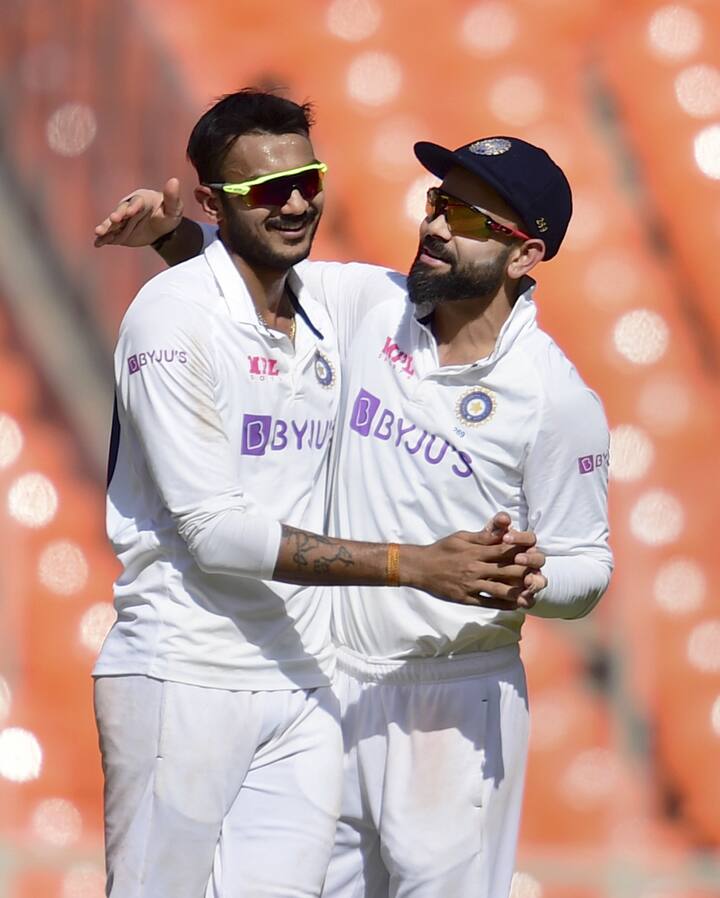 Axar Patel surpassed Sri Lanka's Ajanta Mendis to break his record of  most Test wickets in the debut series. Mendis had picked 26 wickets in the Test series against India in 2008. Photo: PTI