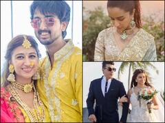 PICS From Priyaank Sharma-Shaza Morani Traditional Wedding; Jackie Shroff & Anil Kapoor Pose With The Newly Weds