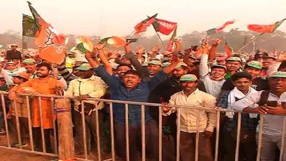Modi’s Brigade Rally: উঠছে জয় শ্রীরাম স্লোগান, সকাল থেকেই ভিড়ের ছবি ব্রিগেডে