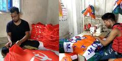 WB Election 2021: ঘাসফুল না পদ্ম? দলীয় পতাকা তৈরির ব্যস্ততা হাওড়ায়