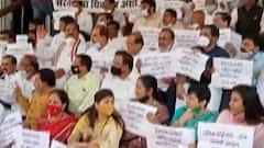 Mukesh Ambani threat case: BJP stages protest against Sachin Vaze outside Vidhan Sabha