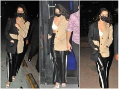 IN PICS: Shraddha Kapoor Steps Out In White Bralette, Black Leather Pants & Dual Shade Coat For DINNER DATE With Beau Rohan Shrestha!