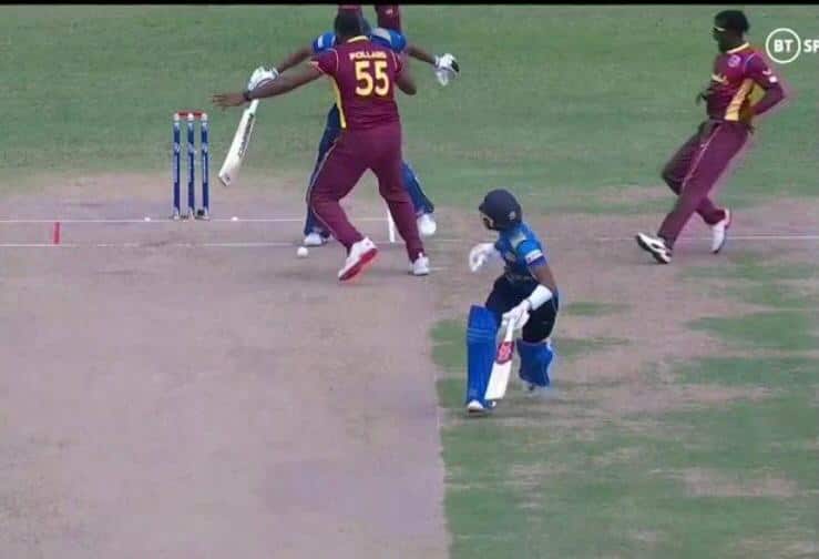 WATCH: Sri Lankan Batsman’s Strange Way Of Getting Run Out By ‘Obstructing The Field’, Is It Right Umpiring? West Indies vs Sri Lanka ODI Series WATCH: Sri Lankan Batsman’s Strange Way Of Getting Run Out By ‘Obstructing The Field’, Is It Right Umpiring?