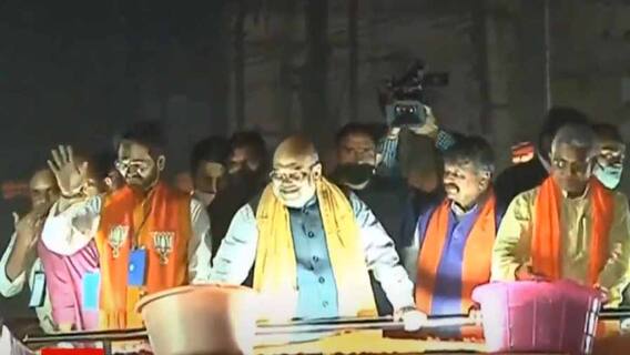 Amit Shah in Bengal: 'এবার বিজেপি' স্লোগান তুলে খড়গপুরে অমিত শাহের রোড-শো
