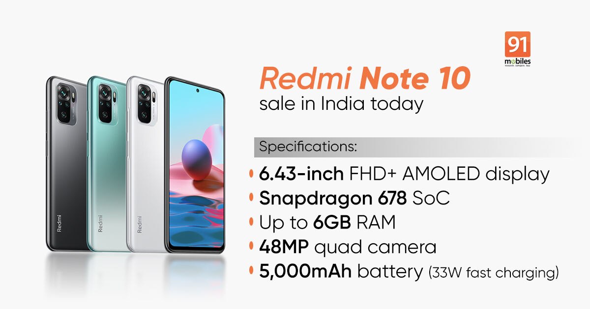 Redmi Note 10 ਨੂੰ ਪਹਿਲੀ ਵਾਰ ਸੇਲ ’ਚ ਖ਼ਰੀਦਣ ਦਾ ਮਿਲਿਆ ਮੌਕਾ, ਆਫ਼ਰਜ਼ ਦਾ ਇੰਝ ਲਓ ਲਾਹਾ