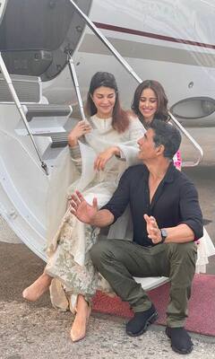 IN PICS: Team 'Ram Setu'- Akshay Kumar, Nushrat Bharucha & Jacqueline Fernandez Jet Off To Ayodhya For Film’s Mahurat Shot!