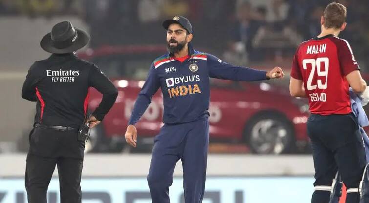 India vs England 5th T20  Kohli and Butlar row after jos out by Bhuvneshwar Kumar IND vs ENG 5th T20 : ઈંગ્લેન્ડના સ્ટાર ક્રિકેટરને કોહલી સાથે મેદાન પર થઈ ગયો ઝગડો, કોહલીએ આંગળી દેખાડીને કહ્યું, યુ......