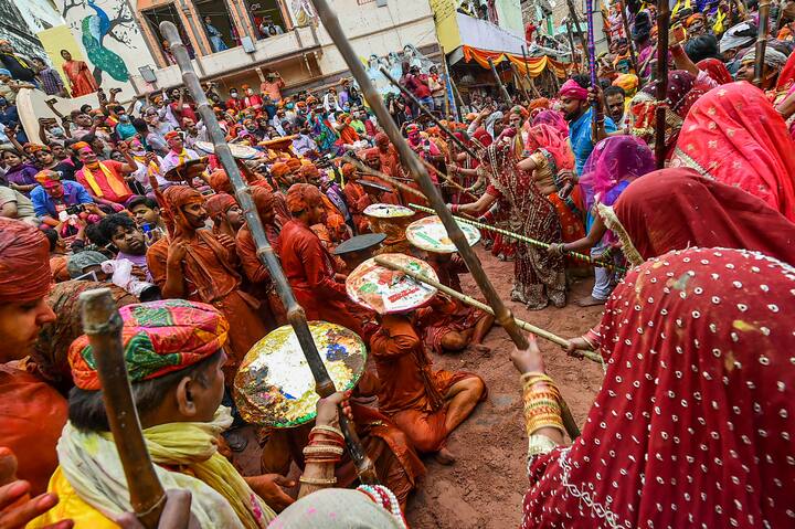 image 1The birthplace of mythical figure and Hindu deity Krishna's beloved Radha, Barsana, sees some special celebrations during Holi. (Image: PTI)