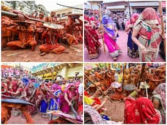 IN PICS | Men, Women Celebrate Lathmar Holi With Frevour In Mathura