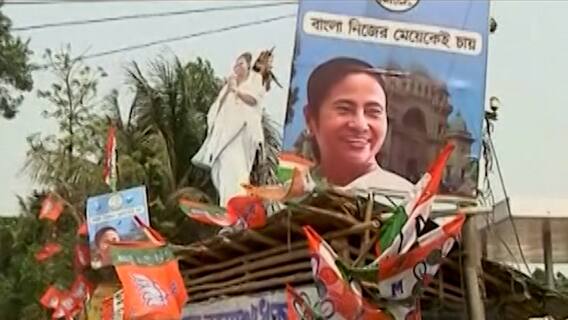 West Bengal Election 2021 | डिजिटल काळातही बंगालमध्ये पारंपारिक प्रचार; एकाच खांबावर 3पक्षांचे भोंगे