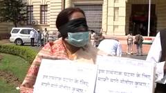 Wearing 'black bands', Opposition MLA reach outside Bihar Assembly