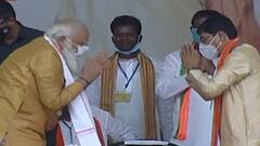 WB Polls: PM Modi Touches The Feet Of A BJP Worker During Kanthi Rally