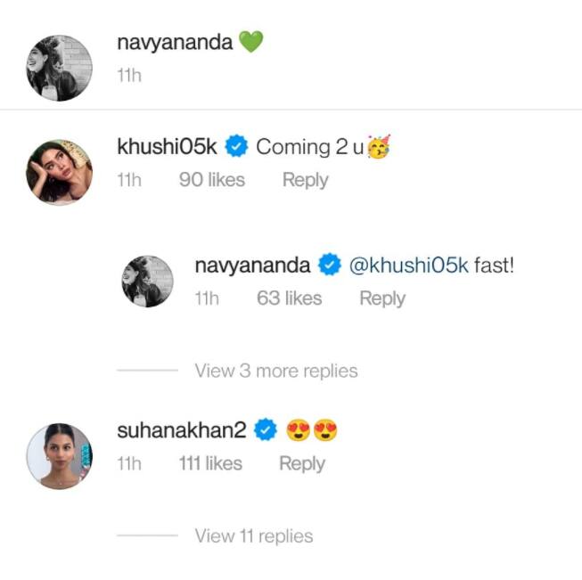 And while her fans and followers are totally in awe of her beauty popular starkids- Suhana, daughter of Shah Rukh Khan and Khushi Kapoor, daughter of late Sridevi & Boney Kapoor too dropped comments. While Suhana dropped the heart eyes emoticon in the comments. On the other hand, Khushi announced that she is heading to meet her. She wrote, 