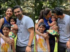 Holi 2021: Shilpa Shetty Enjoys Fun-Filled Celebrations With Hubby Raj Kundra, Kids- Viaan & Samisha