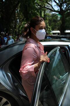 IN PICS | Kareena Kapoor Khan Steps Out In The City For Work In Striped Shirt Dress