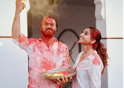 Actor-comedian Balraj Sayal who tied the knot last year in August celebrated first Holi with wife Deepti. [pic credit: Instagarm/Balraj Sayal]