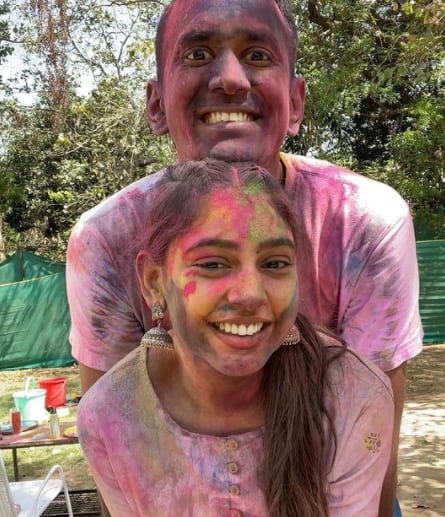 Sharing super cute pics wearing Holi props, Niti wrote: Happy Holiiii. Covid has made us realise we are enough for each other. Love this human. [pic credit: Instagarm/Niti Taylor]