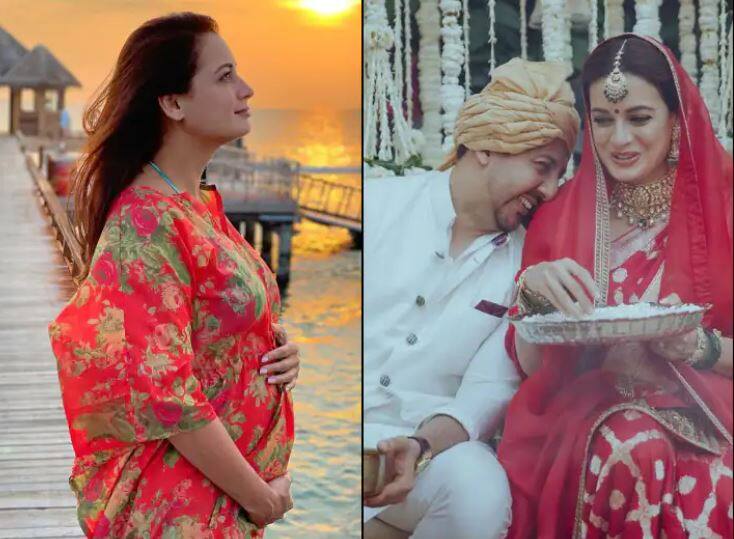Actress Dia Mirza announces pregnancy after one half month marriage shares photos on Instagram Dia Mirza pregnancy: લગ્નના દોઢ મહિના બાદ  Dia Mirza છે પ્રેગ્નન્ટ, બેબી બમ્પ ફ્લોન્ટ કરતા શેર કરી તસવીર
