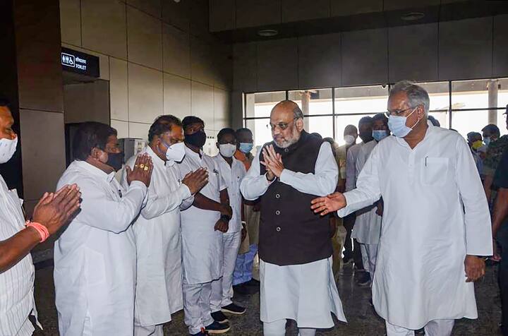 Home Minister Amit Shah will be visiting three hospitals in Raipur where the injured personnel are admitted, following which he will leave for Delhi at 5.30 pm on Monday. (Image Source: PTI)