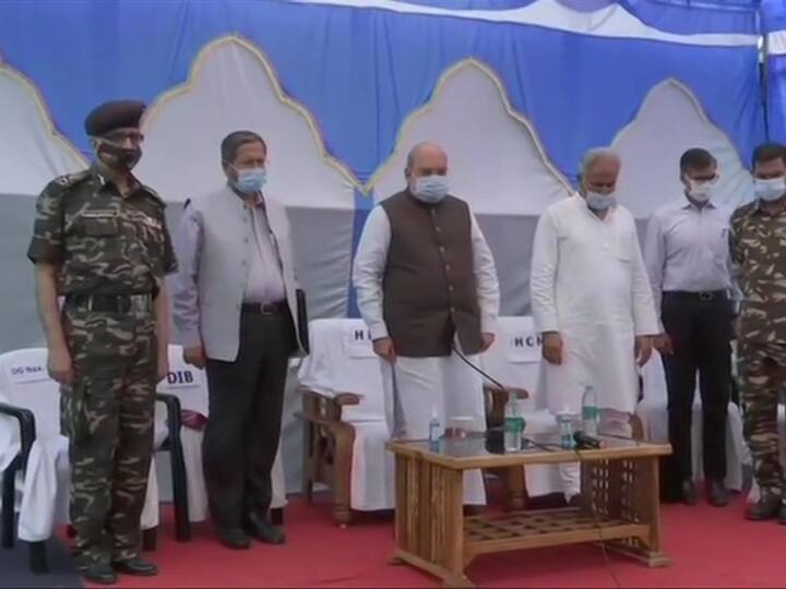 Union Home Minister Amit Shah along with Chhattisgarh Chief Minister Bhupesh Baghel on Monday, paid a visit to Central Reserve Police Force (CRPF) camp in Raipur and met the security personnel injured in the Bijapur Naxal attack in Chhattisgarh. (Image: ANI)