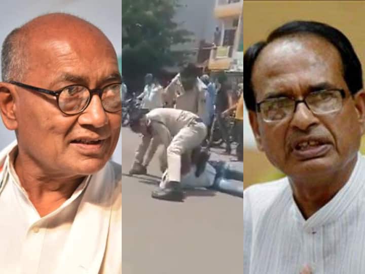 Congress Leader Digvijay Shares Video Of Police Brutality In Indore WATCH | Congress Leader Digvijay Shares Video Of Police Brutality In Indore; Calls Out Home Minister For Not Wearing Mask