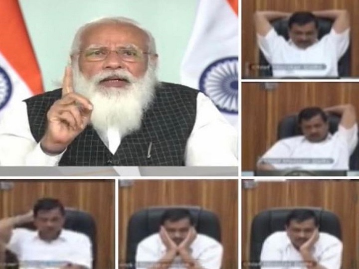 Arvind Kejriwa Reaction During PM Modi Meeting With CMs Coronavirus Review  Meeting Twitter Reaction